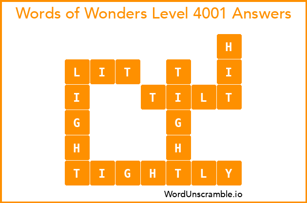 Words of Wonders Level 4001 Answers