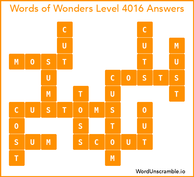 Words of Wonders Level 4016 Answers