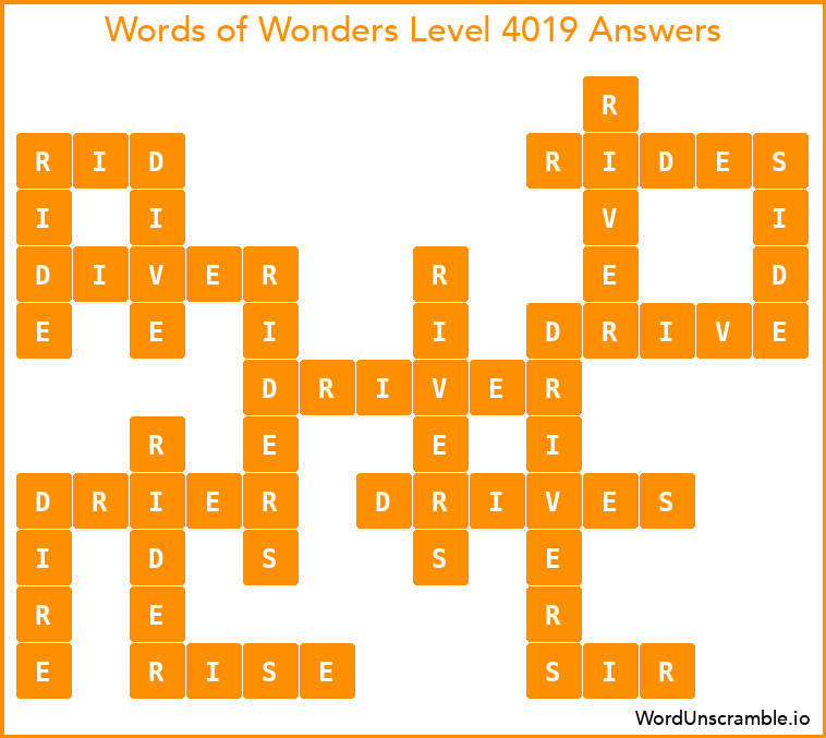 Words of Wonders Level 4019 Answers