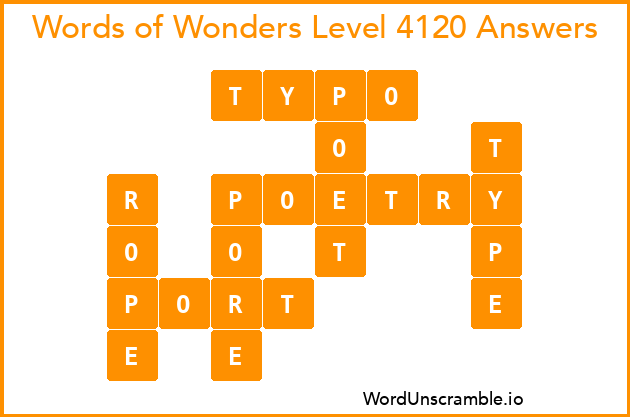 Words of Wonders Level 4120 Answers