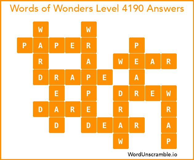 Words of Wonders Level 4190 Answers