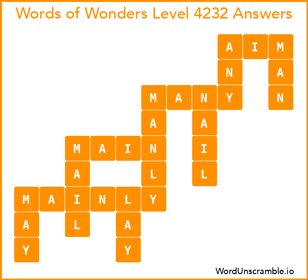 Words of Wonders Level 4232 Answers