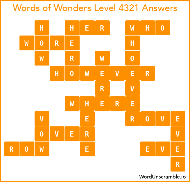 Words of Wonders Level 4321 Answers
