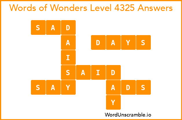 Words of Wonders Level 4325 Answers