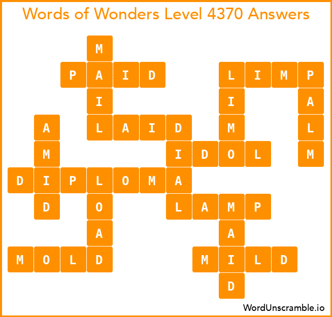 Words of Wonders Level 4370 Answers