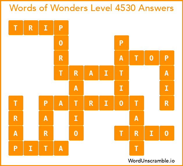 Words of Wonders Level 4530 Answers