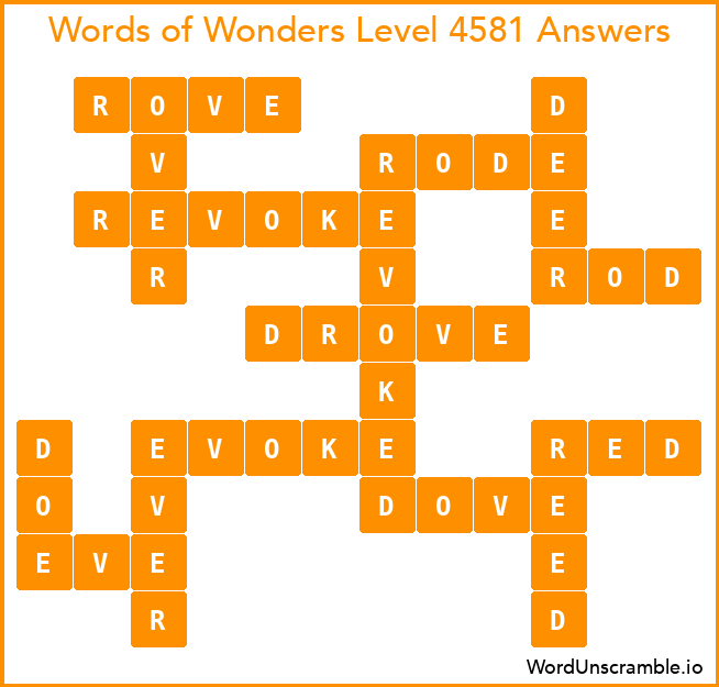Words of Wonders Level 4581 Answers