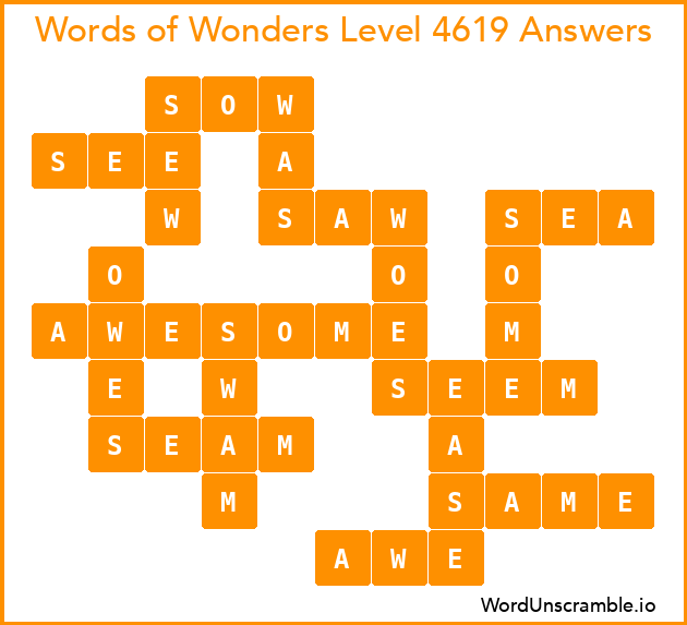 Words of Wonders Level 4619 Answers