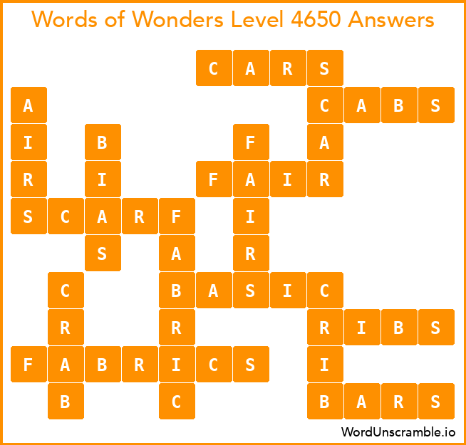 Words of Wonders Level 4650 Answers