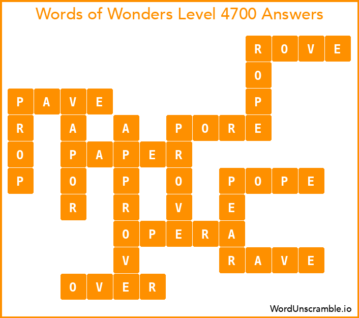 Words of Wonders Level 4700 Answers