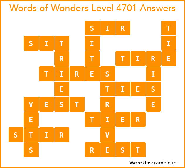 Words of Wonders Level 4701 Answers