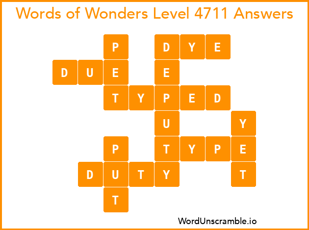 Words of Wonders Level 4711 Answers