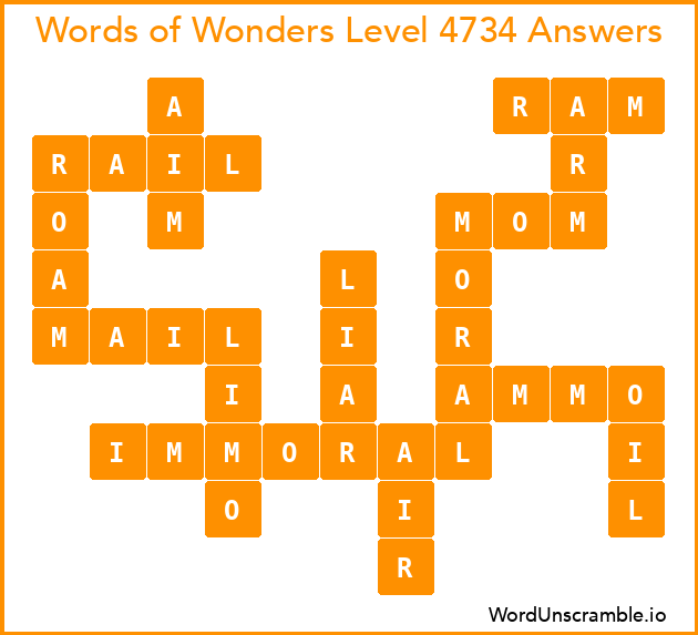 Words of Wonders Level 4734 Answers