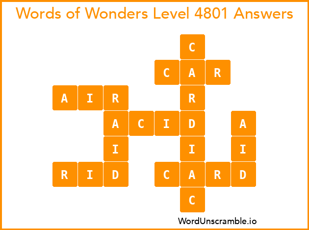Words of Wonders Level 4801 Answers