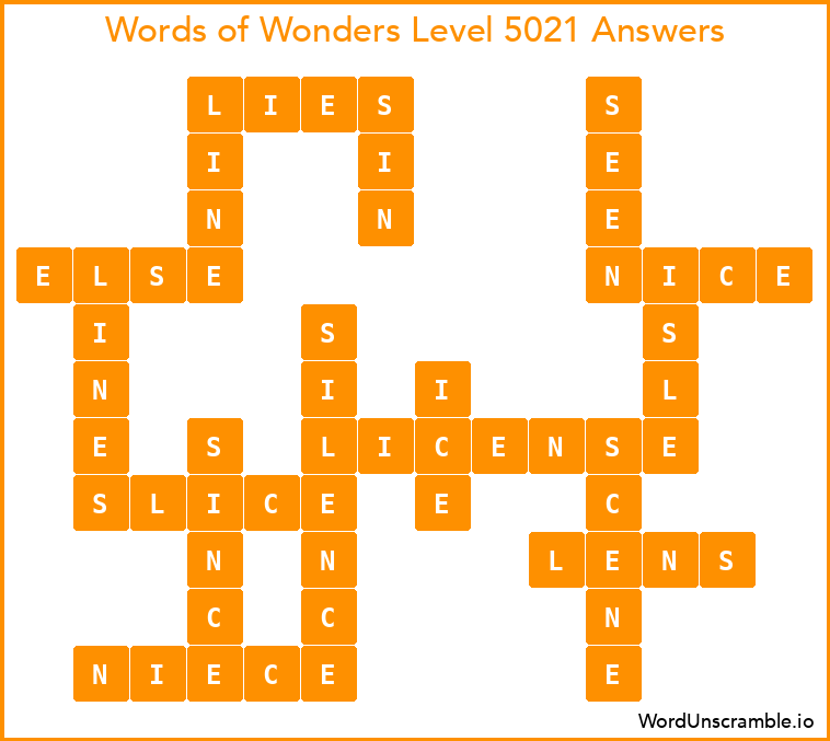 Words of Wonders Level 5021 Answers