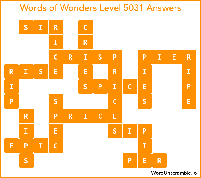 Words of Wonders Level 5031 Answers