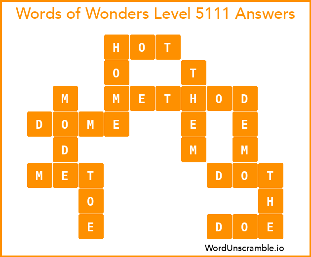 Words of Wonders Level 5111 Answers