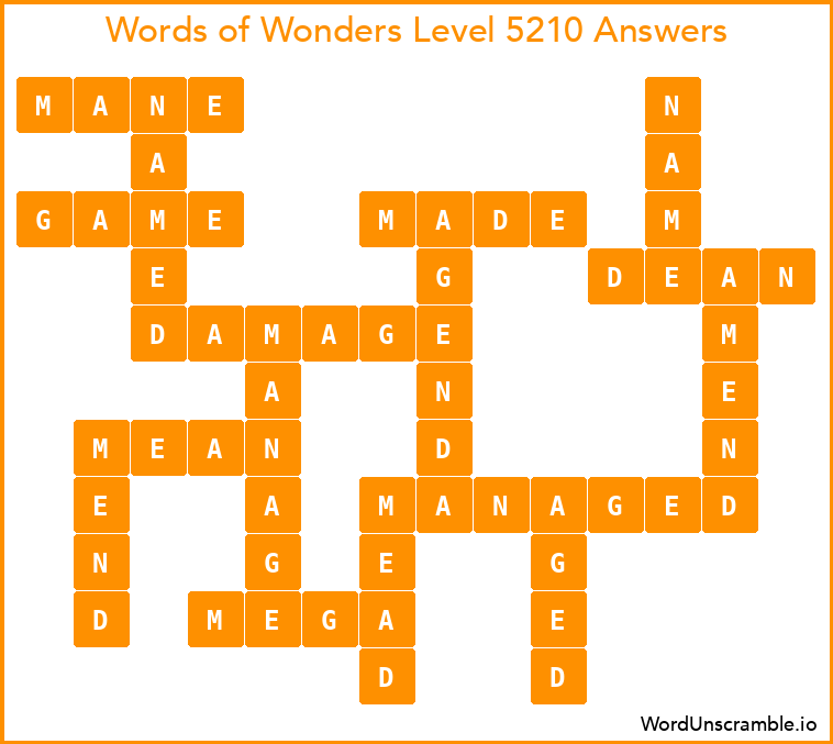 Words of Wonders Level 5210 Answers