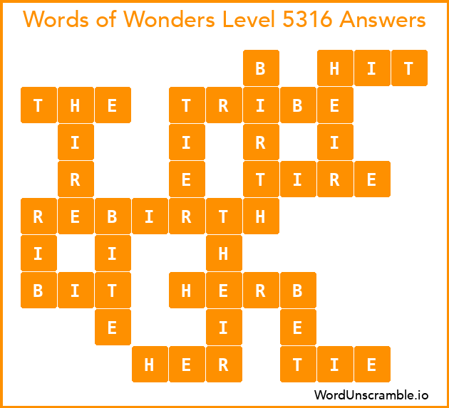 Words of Wonders Level 5316 Answers