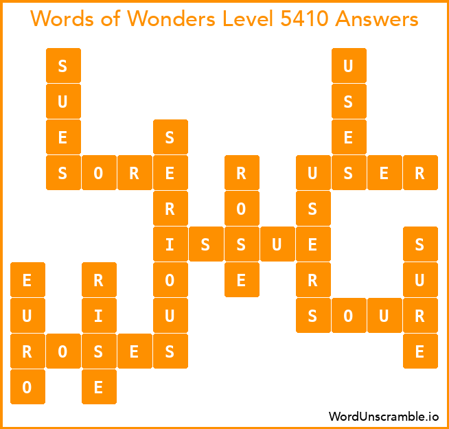 Words of Wonders Level 5410 Answers