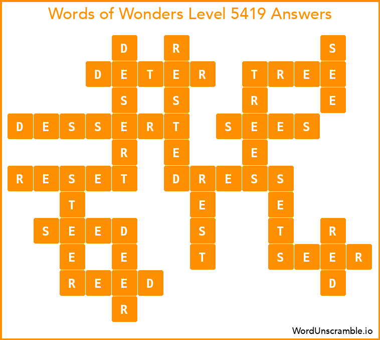 Words of Wonders Level 5419 Answers