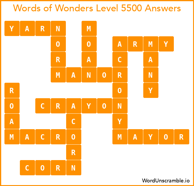 Words of Wonders Level 5500 Answers