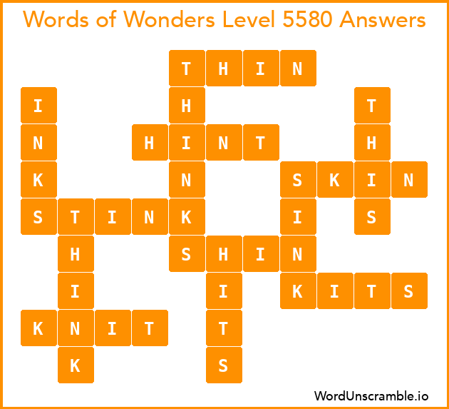 Words of Wonders Level 5580 Answers