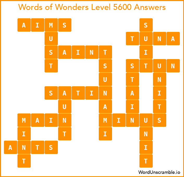 Words of Wonders Level 5600 Answers