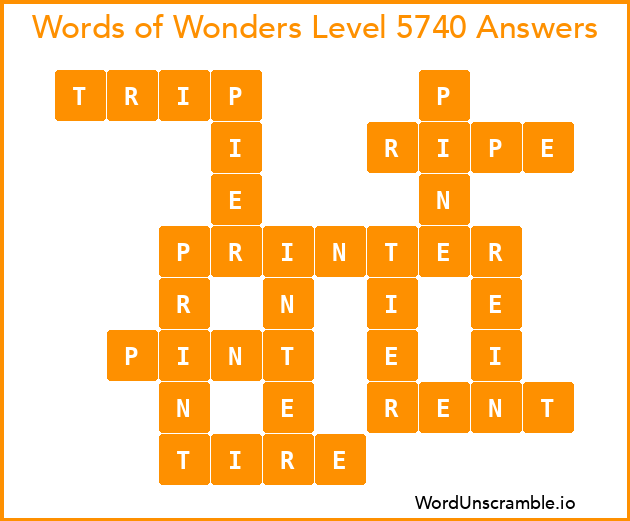 Words of Wonders Level 5740 Answers