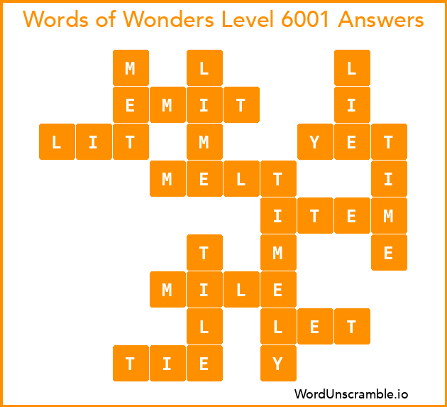 Words of Wonders Level 6001 Answers