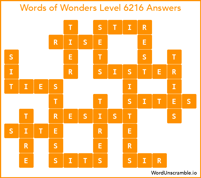 Words of Wonders Level 6216 Answers