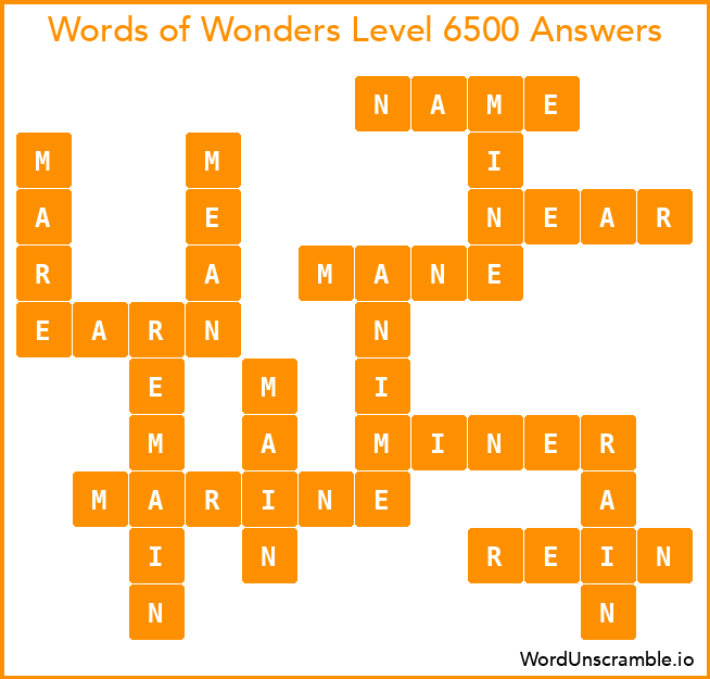 Words of Wonders Level 6500 Answers