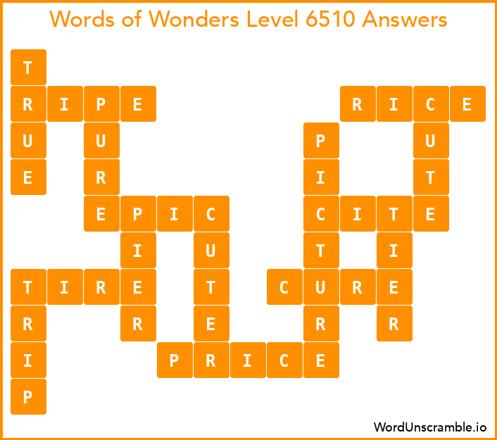 Words of Wonders Level 6510 Answers