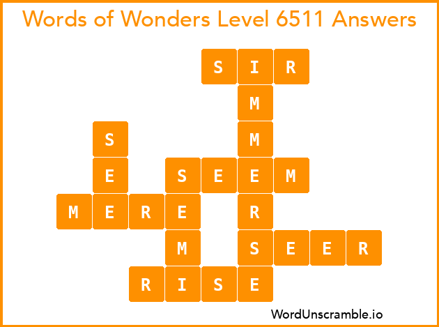 Words of Wonders Level 6511 Answers