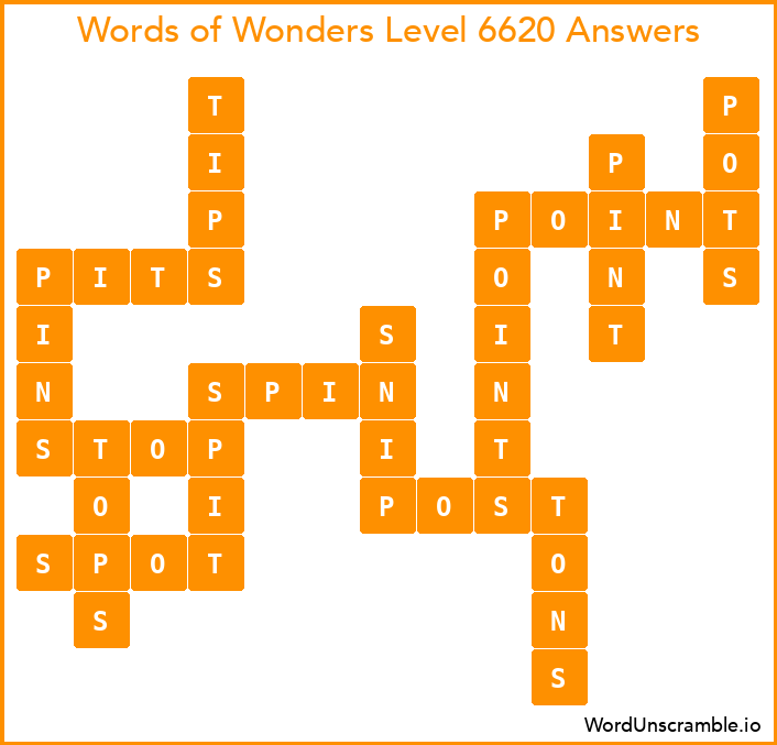 Words of Wonders Level 6620 Answers