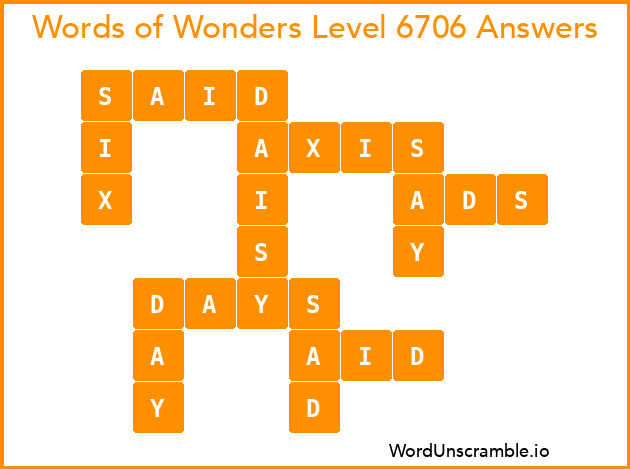 Words of Wonders Level 6706 Answers