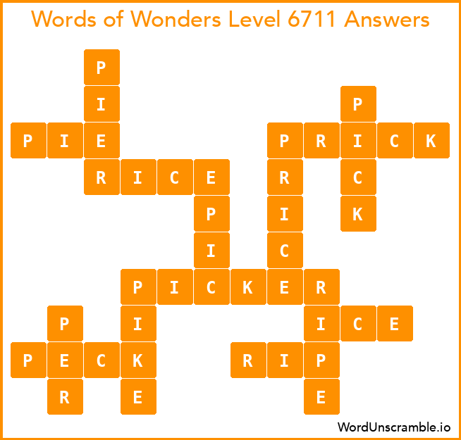 Words of Wonders Level 6711 Answers