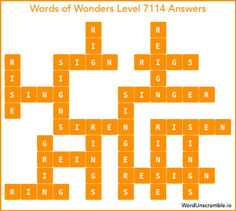 Words of Wonders Level 7114 Answers