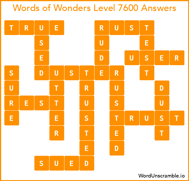 Words of Wonders Level 7600 Answers
