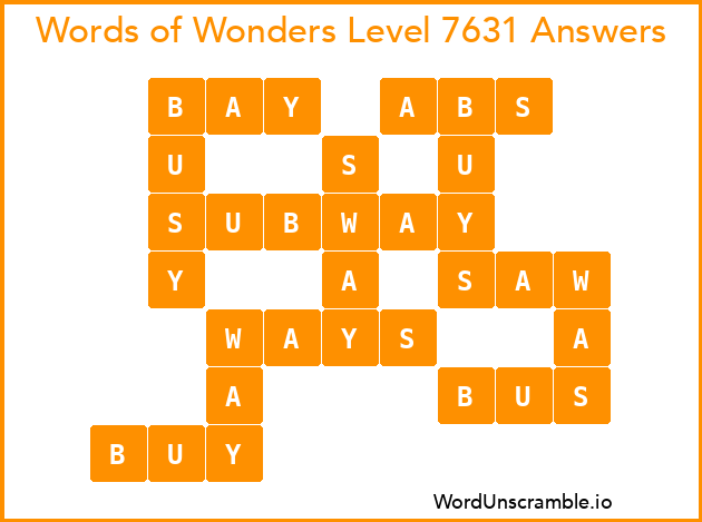 Words of Wonders Level 7631 Answers