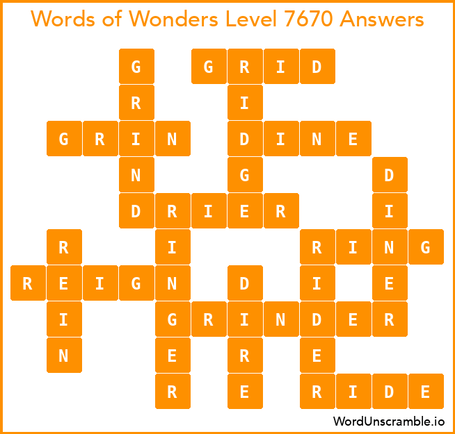 Words of Wonders Level 7670 Answers