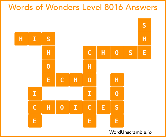 Words of Wonders Level 8016 Answers