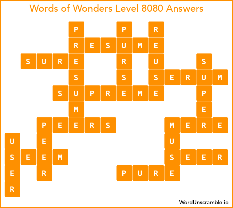 Words of Wonders Level 8080 Answers