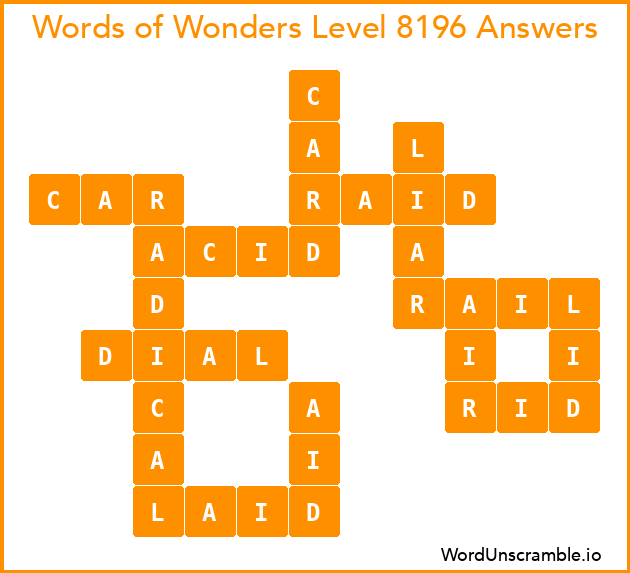 Words of Wonders Level 8196 Answers