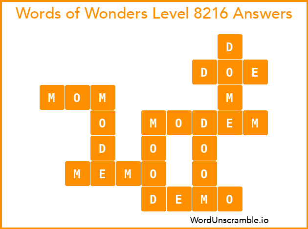 Words of Wonders Level 8216 Answers