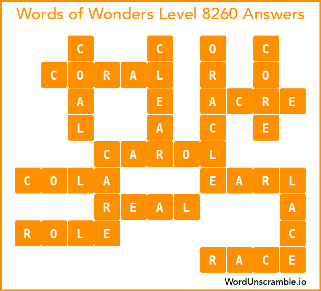 Words of Wonders Level 8260 Answers