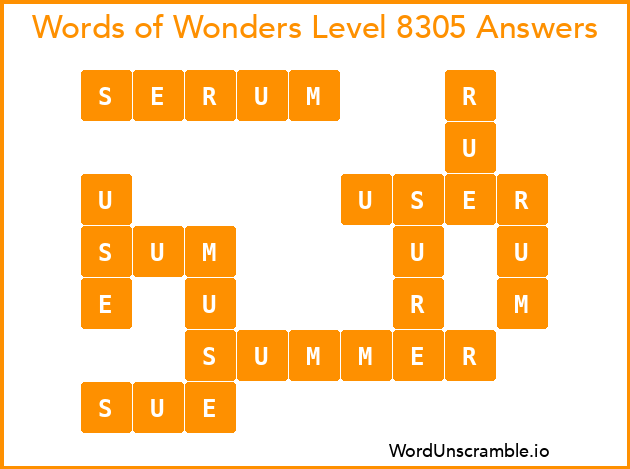 Words of Wonders Level 8305 Answers