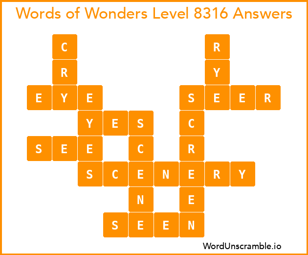 Words of Wonders Level 8316 Answers