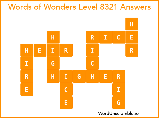 Words of Wonders Level 8321 Answers