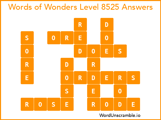 Words of Wonders Level 8525 Answers